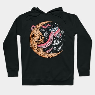 Astronaut Battling a Dead Crescent Moon with Tentacles Hoodie